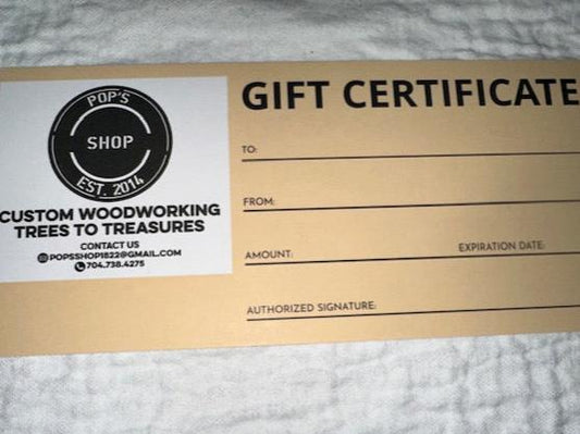 Pop's Shop Gift Certificate